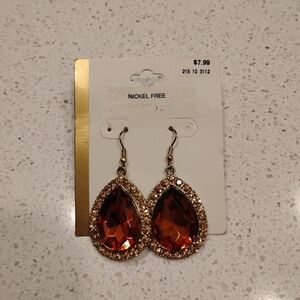 Elegant Gold and Orange Teardrop Earrings